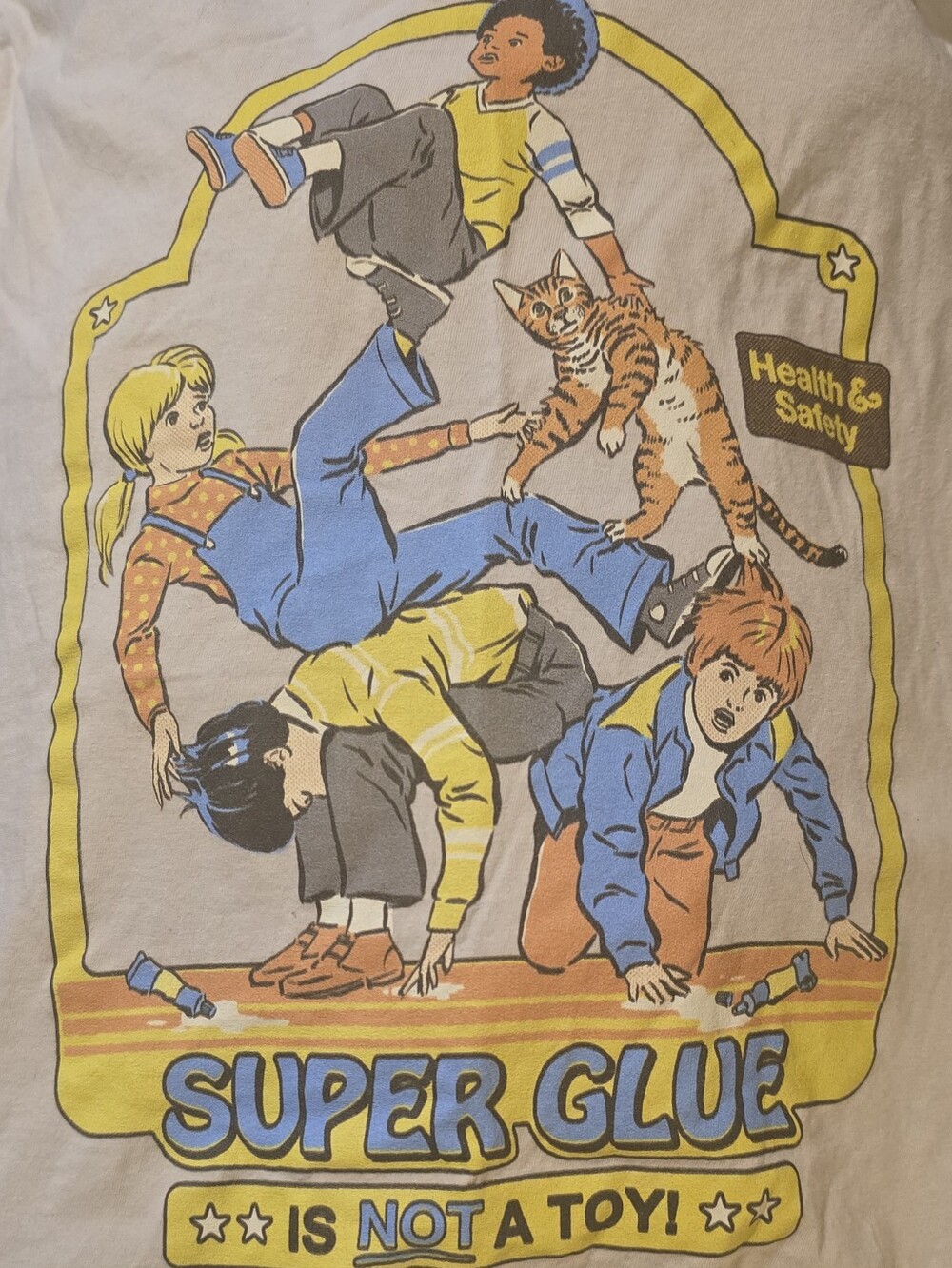 Super Glue Is Not a Toy Graphic T-Shirt Health & Safety Retro Humor Sz S